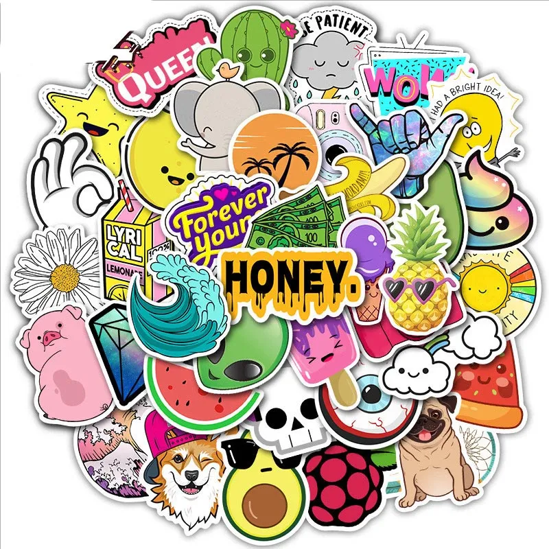 Skateboard Stickers, Pack of 100 Stickers, sticky decals