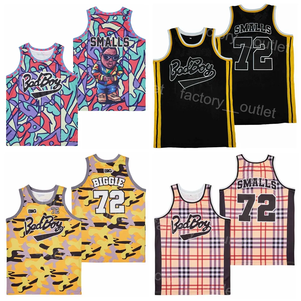 Film Film Bad Boy 72 Biggie Smalls BadBoy Basketball Jersey Hommes Tout Cousu Hip Hop Pour Les Fans De Sport Équipe Couleur Noir Jaune Marron Camo HipHop Université Respirant