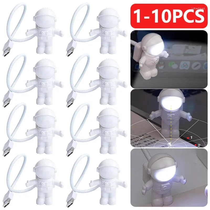 Luces nocturnas 1-10 Uds. Luz USB LED astronauta luz nocturna mesa de lectura escritorio espacio decoración lámpara para el hogar dormitorio ordenador portátil iluminación noche