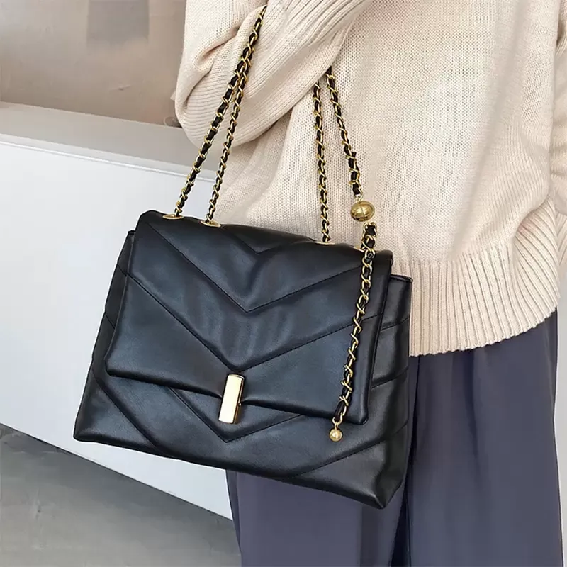 Grande capacité sac à bandoulière femme 2021 luxe mode chaîne sac à bandoulière femmes marque Design PU cuir sous les bras grand sac à main