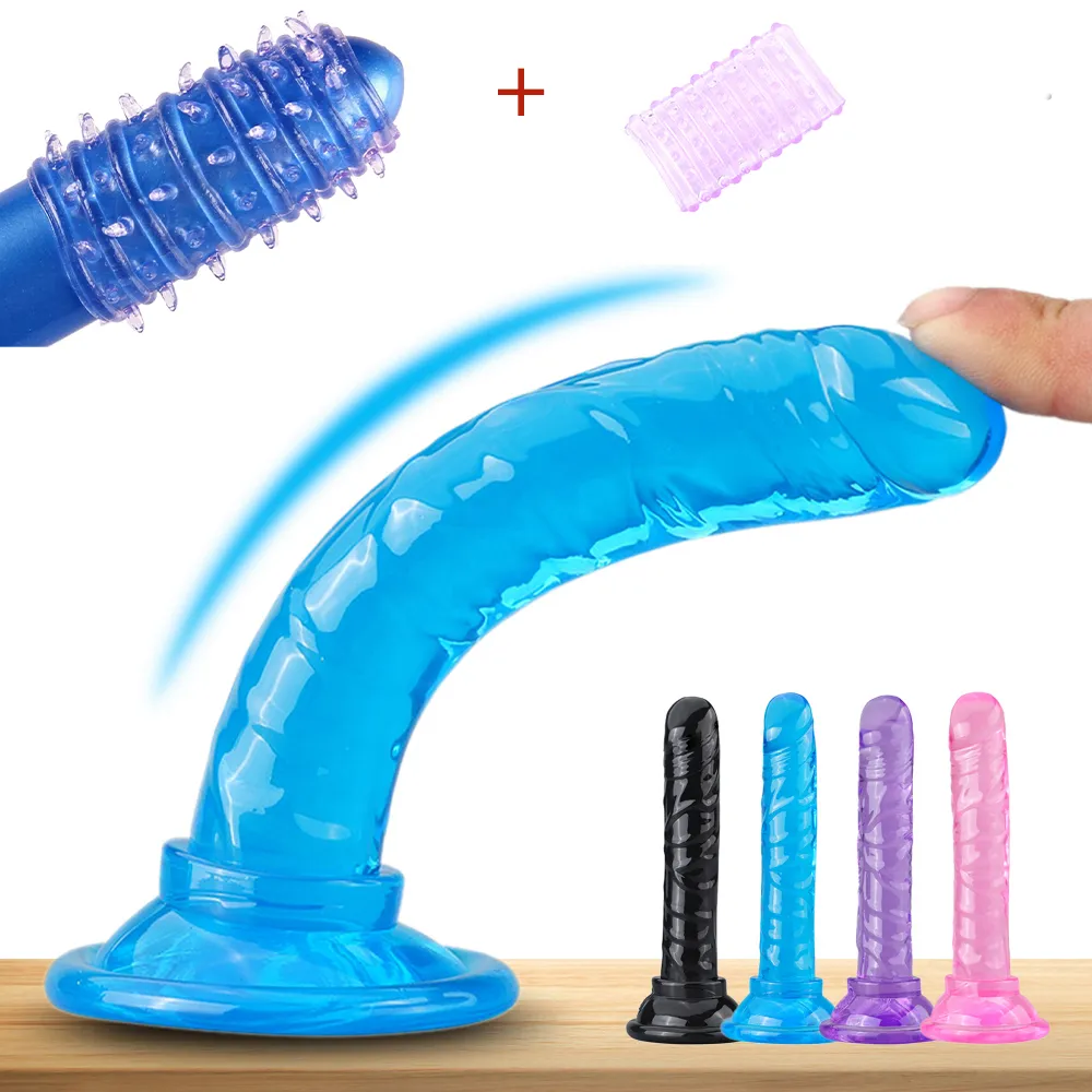 Dildo delle donne reali Soft Jelly Penis Sucker Masturbatore lesbico per la vagina Plug anale Donna Dildo Negozio di giocattoli sexy per adulti