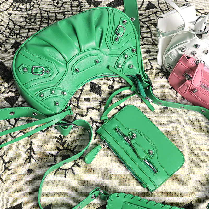 Rivets Designer Motorcycle Bags Women B Handbag Le Cagole Genuine Leather Shoulder Crossbody