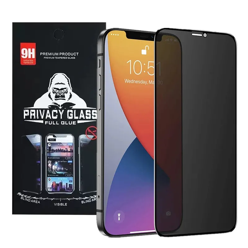 Privacy Screen Protector for iPhone 14 13 12 11 Pro Max XS XR 7 8 Plus Anti-Spy Film Tempered Glass