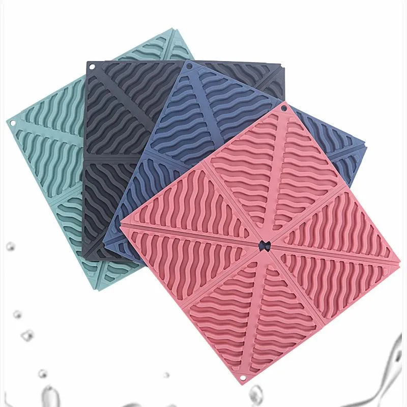 Foldable Silicone Kitchen Mat Pot Dish Bowl Insulated Placemats Waterproof Non-Slip Soft Table Coaster for Kitchen