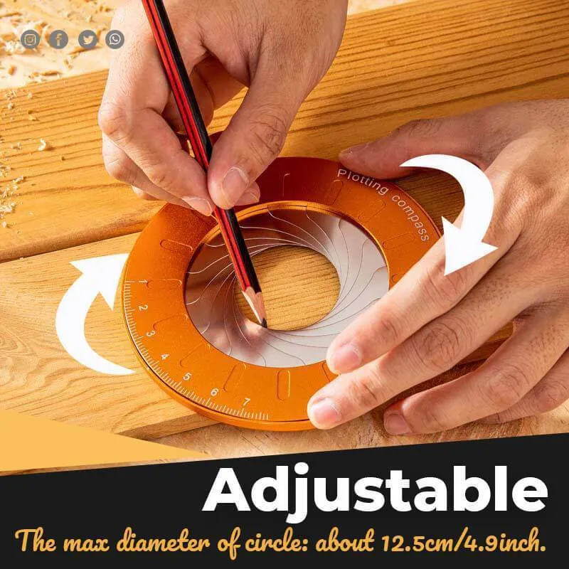 Adjustable Round Ruler Measuring Round Ruler Aluminum Alloy and Stainless Steel Adjustable ...