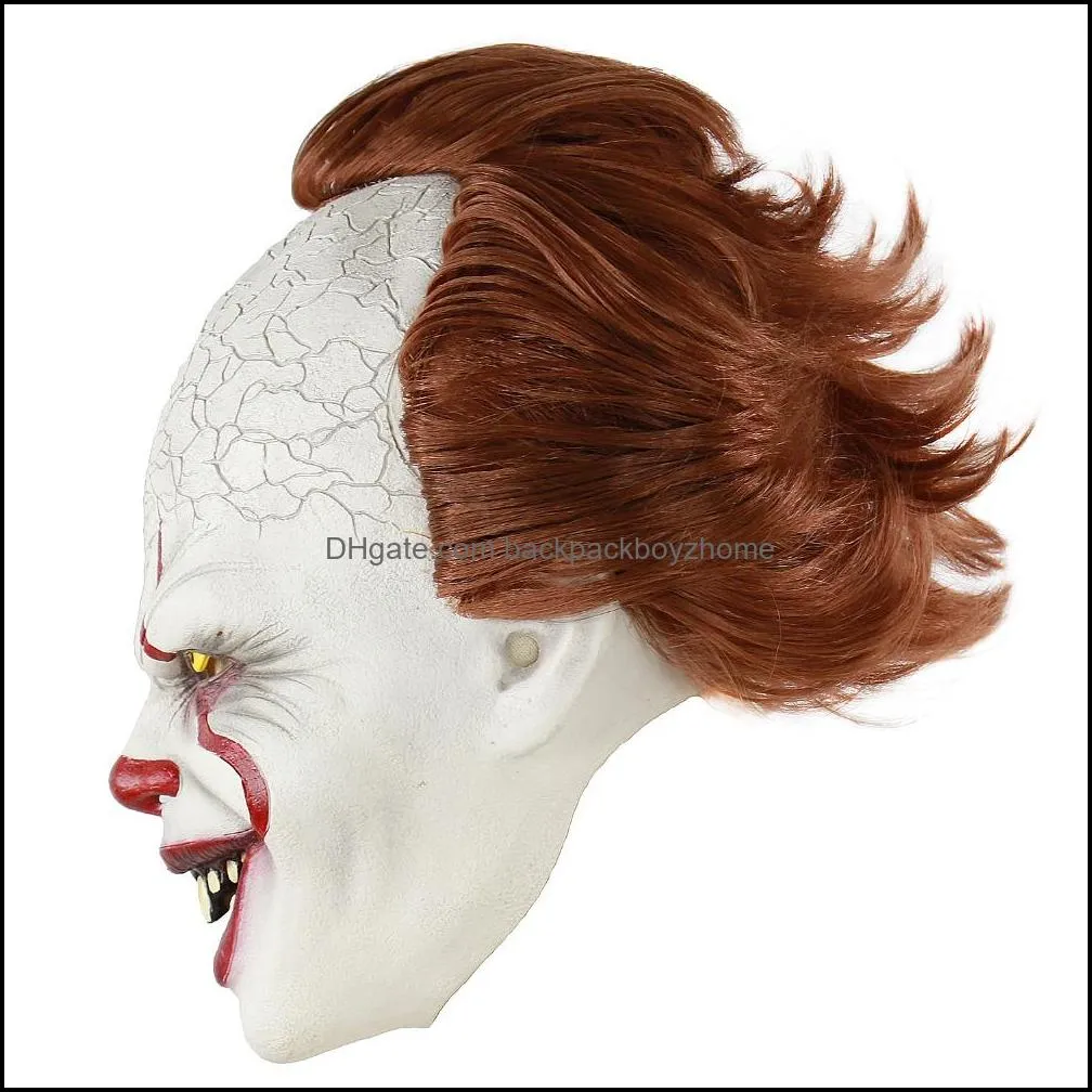 silicone movie stephen king`s it 2 joker pennywise mask full face horror clown latex mask halloween party horrible cosplay prop masks