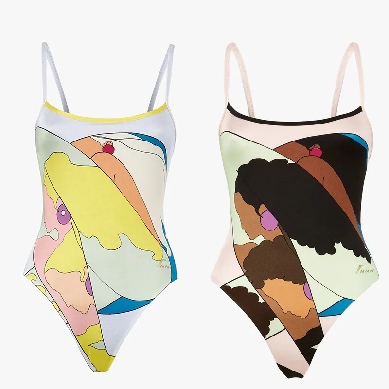 Projektant Fe Summer Fashion High-end Sexy Strap Beach Bikini Bodysuits For Sakssue For Was Waknia Beach One Piece Swimsuits Panie Bikini z wyściełanymi klatkami piersiowymi