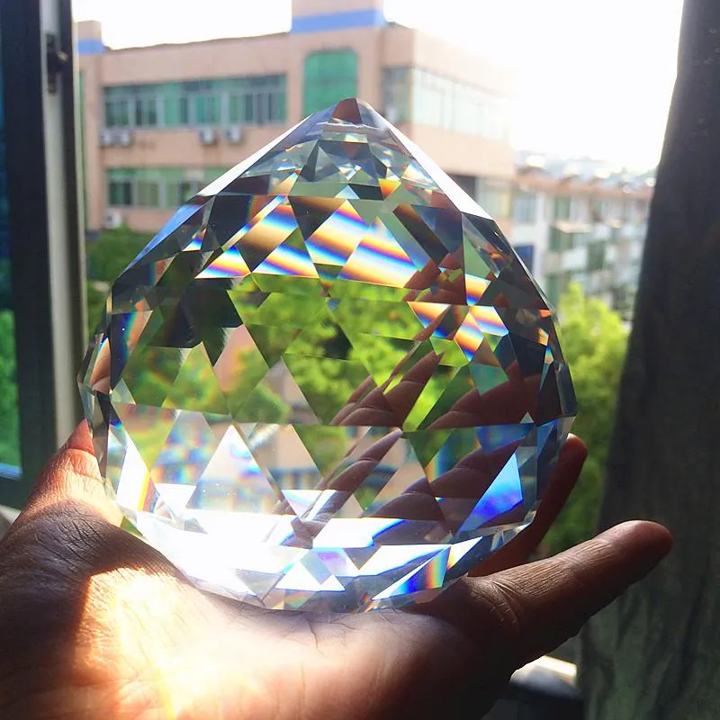 Lustre cristal 1 pièces 100mm boules suspendues coupe facettes verre prisme pendentifs perles rideau ornement décor à la maison bricolage lustre