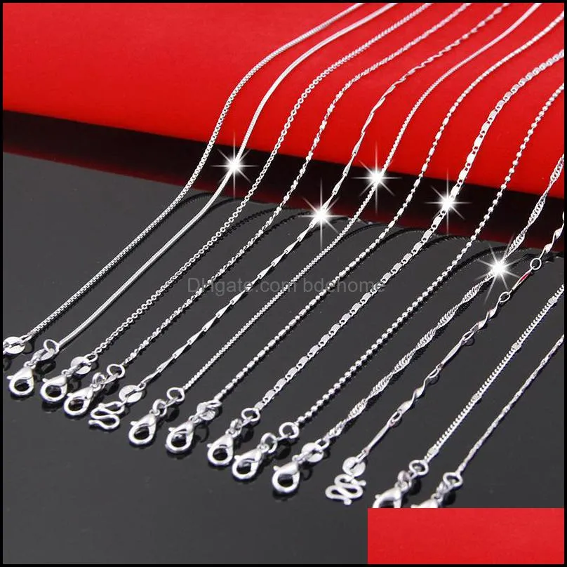 s925 silver necklace box snake bone melon seeds water wave ingot silver necklace clavicle chain diy jewelry findings accessories