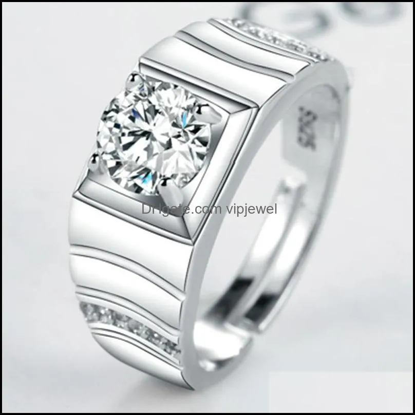 fashion new cool 18k white gold filled zircon ring men`s ring party wedding jewelry accessories ring