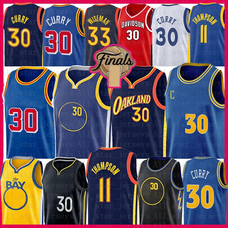 Stephen Curry Basketball Jersey 30 James Wiseman Klay Thompson NCAA College Maillots 75e anniversaire 33 11