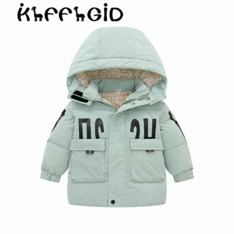 Odzież dziecięca jesień i zima 2021 Nowe wydrukowane dzieci w dół kurtka Środkowa długość zagęszczona ciepła moda w dół JAC J220718