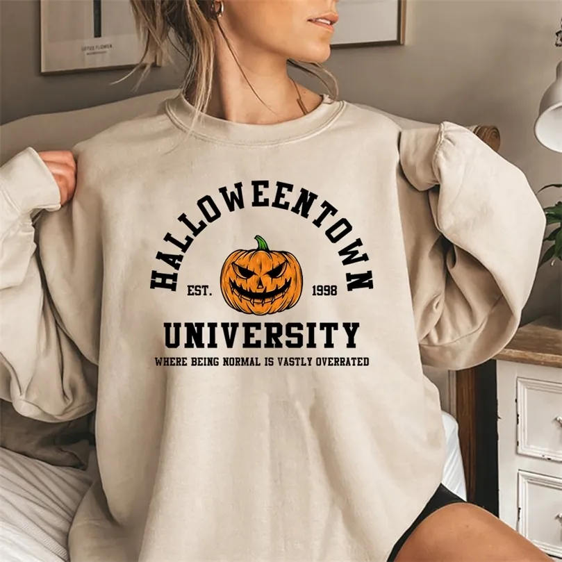 Halloweentown University Sweatshirt - Unisex Crewneck, Grey, Oversized Fit (Printed In USA)