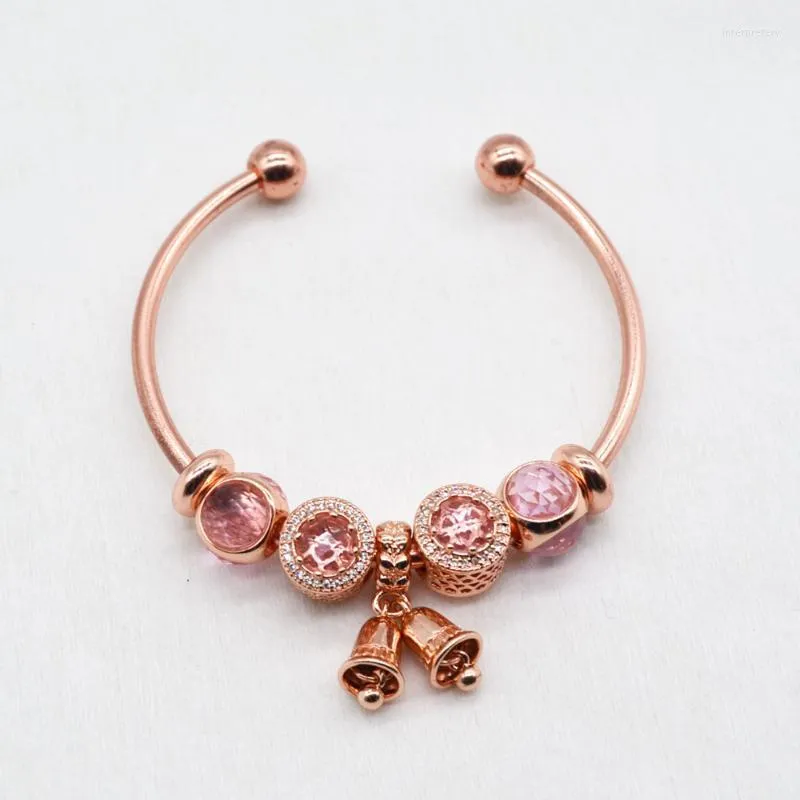 Braccialetti con ciondoli Braccialetto di cristallo alla moda per le donne Amante Moglie Campanelli eolici in oro rosa Coppia di gioielliFascino Inte22