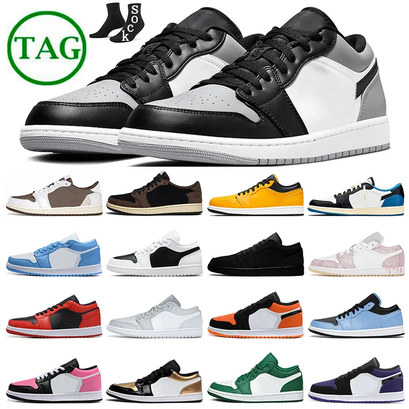 Jumpman 1 låg män kvinnor basketskor 1s lows Shadow Toe Panda Paint Drip Chicago Mocha Telefon Dust trainers sport sneakers