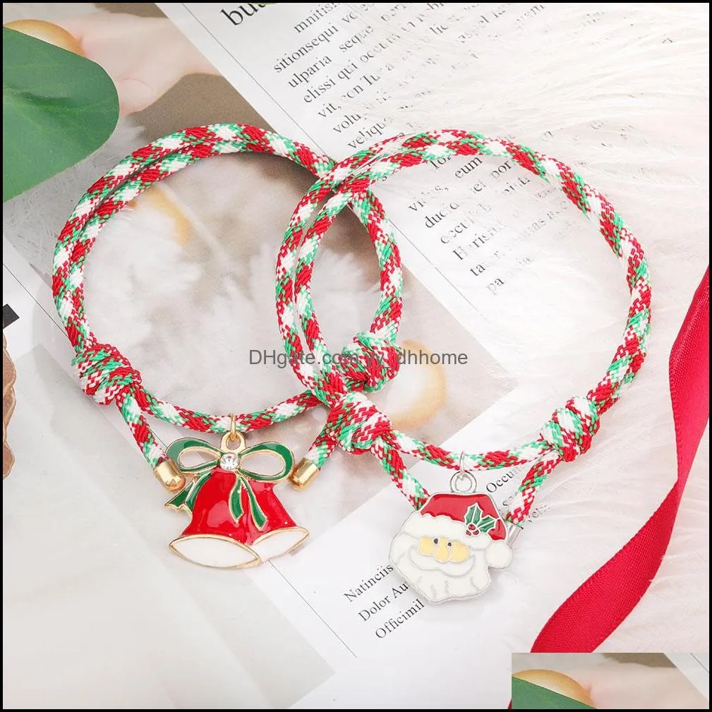 hand-woven charm bracelets santa claus christmas tree pendant chain bracelet ladies children`s jewelry gift