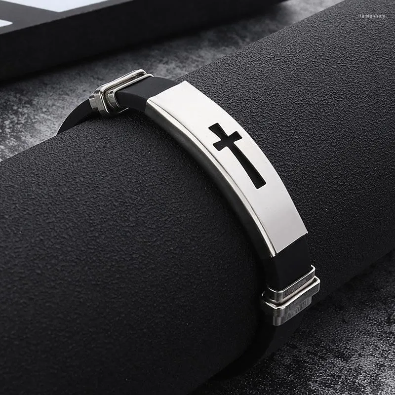 Bracelets porte-bonheur Silicone boucle bracelet mode Cool bracelet bijoux femmes hommes croix acier inoxydable charme Lars22