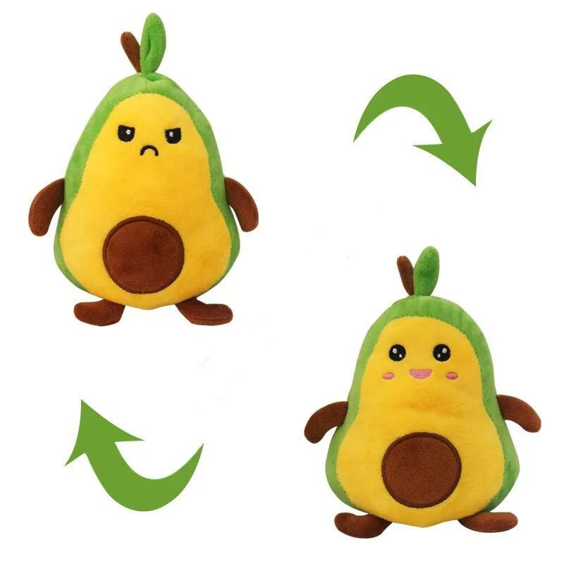20CM New Cute Avocado Plush Toy Flips The Avocado Doll Angrily Transforms Into A Happy Emoticon Bag Girlfriend Gift