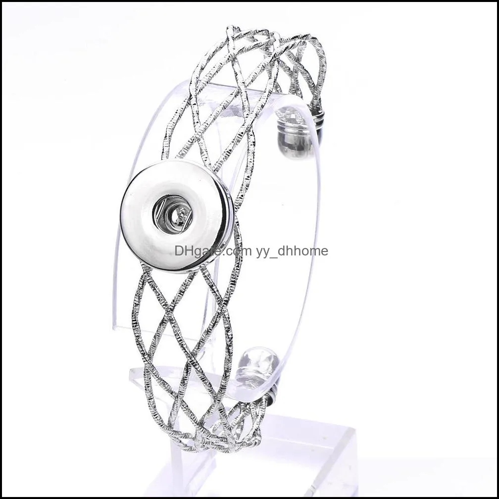 colorful silver color 18mm snap button charms cuff bracelet bangle for women supplier yydhhome