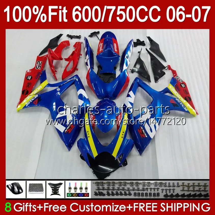 OEM Body For SUZUKI GSXR-600 GSXR750 K6 GSX-R750 06-07 Bodywork 130No.94 GSXR 750CC 600CC 750 600 CC GSXR600 06 07 GSXR-750 2006 2007 Injection mold Fairing blue red blkk