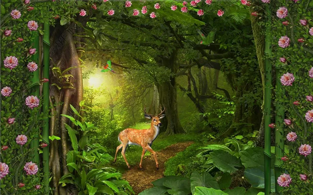HD 3d wallpaper mural bedroom forest animals background photo on the Wall stickers walls decorations living room non-woven wallpapers