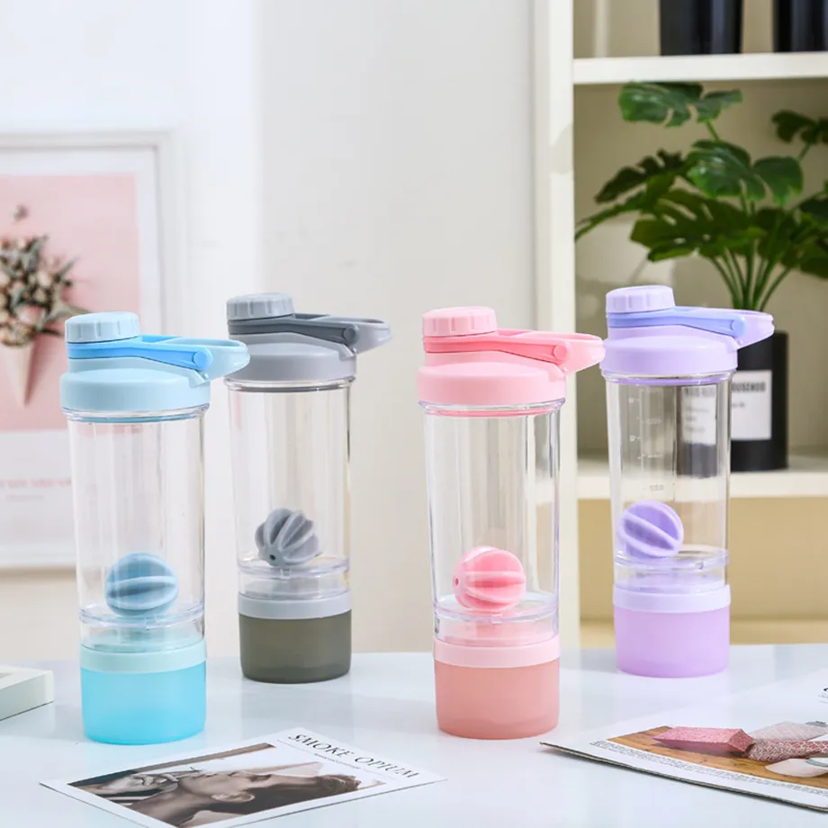 PP Protein Shaker With Storage Box Sports Bottle Drinkware Mixer Plastic Cup 500ml/17oz Tumbler Free Whisk Powder Milk BPA-free