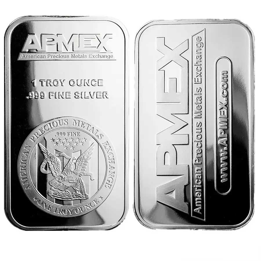 100 pièces/lot DHL échange de métaux précieux américains APMEX 1 Oz barre d'argent non magnétique GG020 meilleure qualité