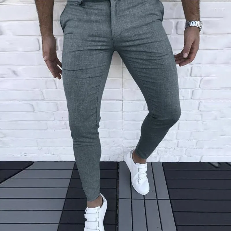 Men's Pants Men Slim Fit Solid Color Spodni zamka masy swobodne spodni mody długi sport