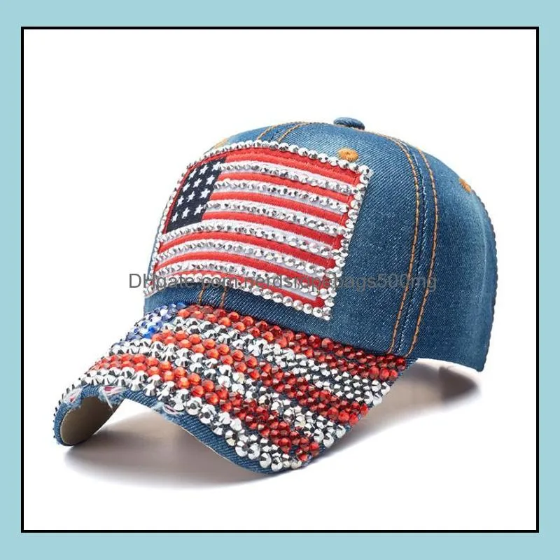 Fashion Trump Baseball Caps USA Hat Election Campaign Hats  Diamond Cap Adjustable Snapback Women Denim Diamond-Hats RRF14303