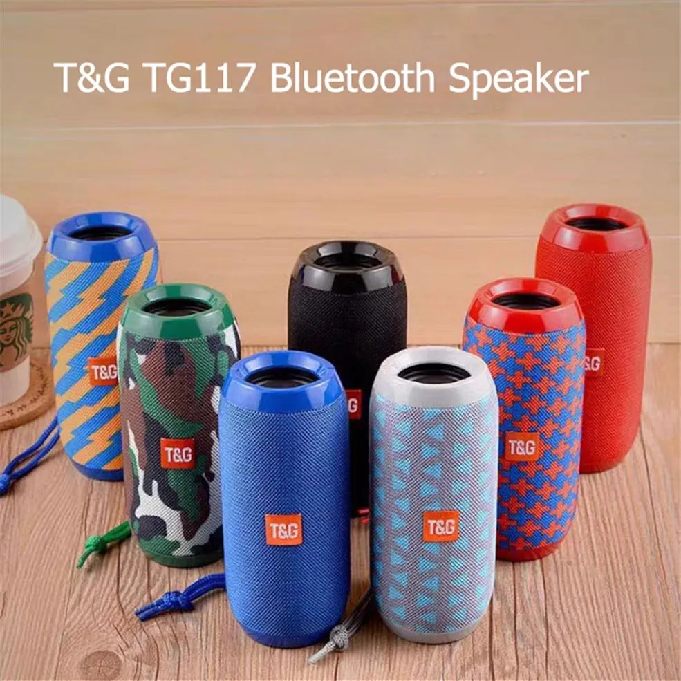 TG Yükseltme Kılıfları TG117 Kablosuz Bluetooth Hoparlör Taşınabilir Eklenti Kart Açık Hava Spor Ses Çift Korna Su geçirmez Hoparlörler 7Col218Q