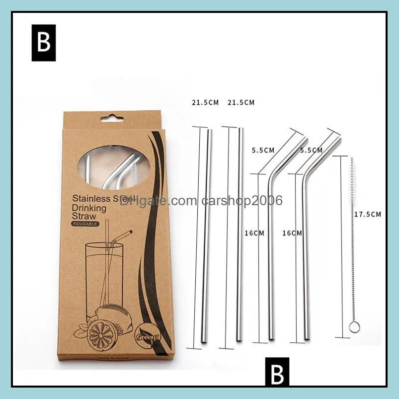 straw stainless steel 304 straw bottle drink straw with retail package cardboard box eight combinations available