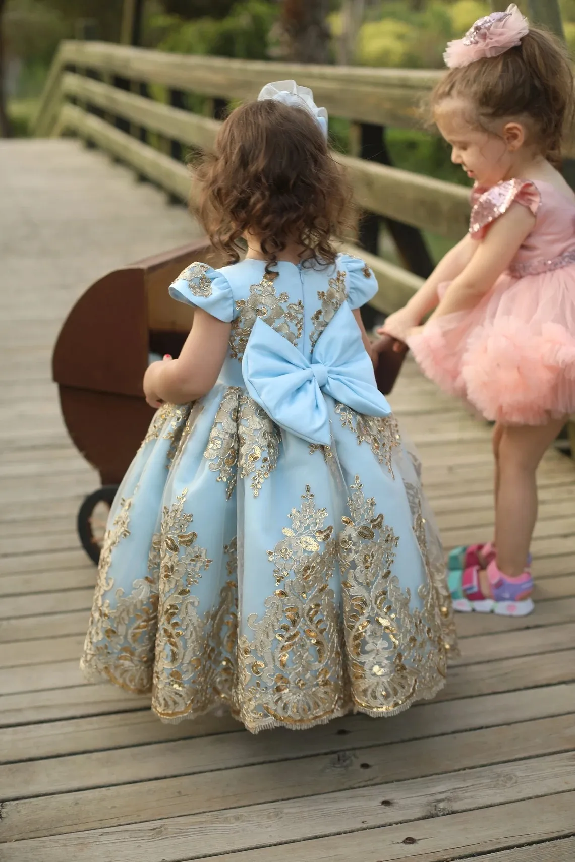 Wedding Dress Navy And Gold Flower Girl Dresses Sky Blue Flower Girl Dress  Lace Appliqued Sequined