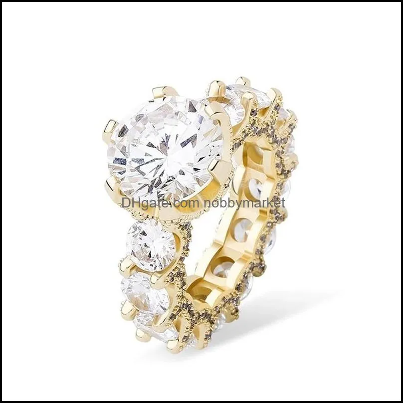 Iced Out Zircon Ring for Women Fashion Gold Color High Quality AAA+ CZ Jewelry Women Gift