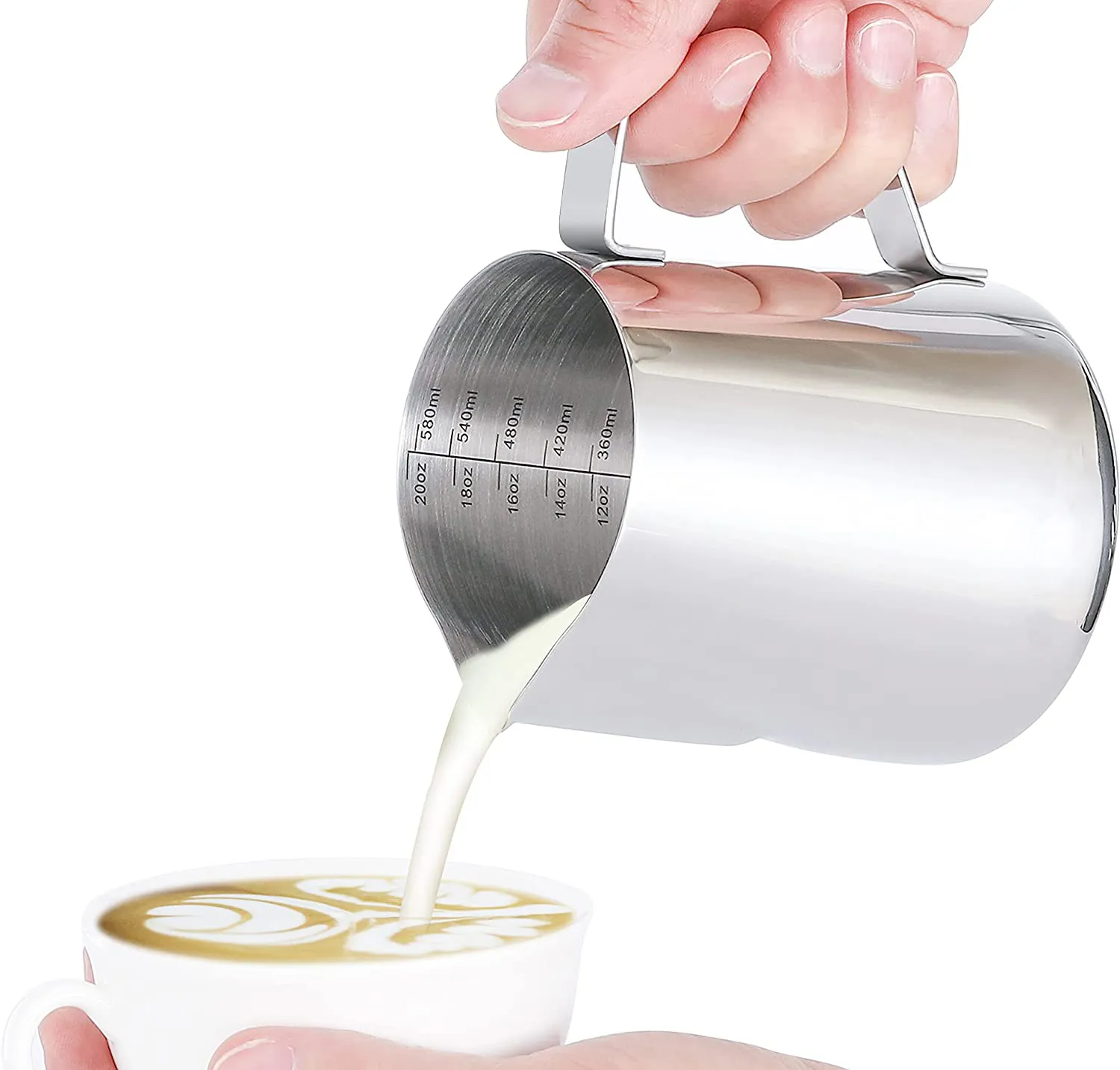 Mleko espresso spożywcze miotacz spierzchnia dzban 20 unz 600 ml stali nierdzewnej z kubkiem na kubek na wściekłość