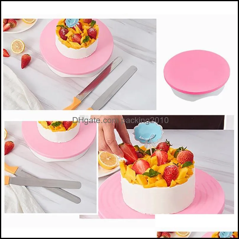 cake turntable diy baking mold plate with scales rotating decorating tool round pastry kitchen accessories & tools