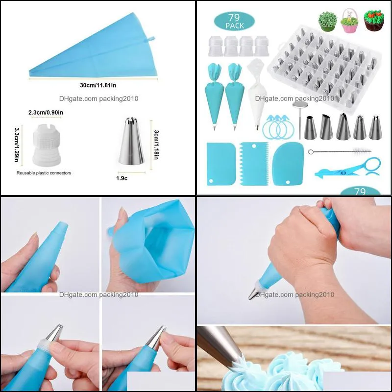 baking & pastry tools 72pcs set kitchen accessories diy cake decorating tips cream bag cooking fondant nozzle