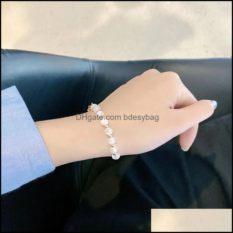 link, chain 2021 fashion pearl natural stone beaded bracelet for women irregular crystal labradorite bead chains trendy jewelry