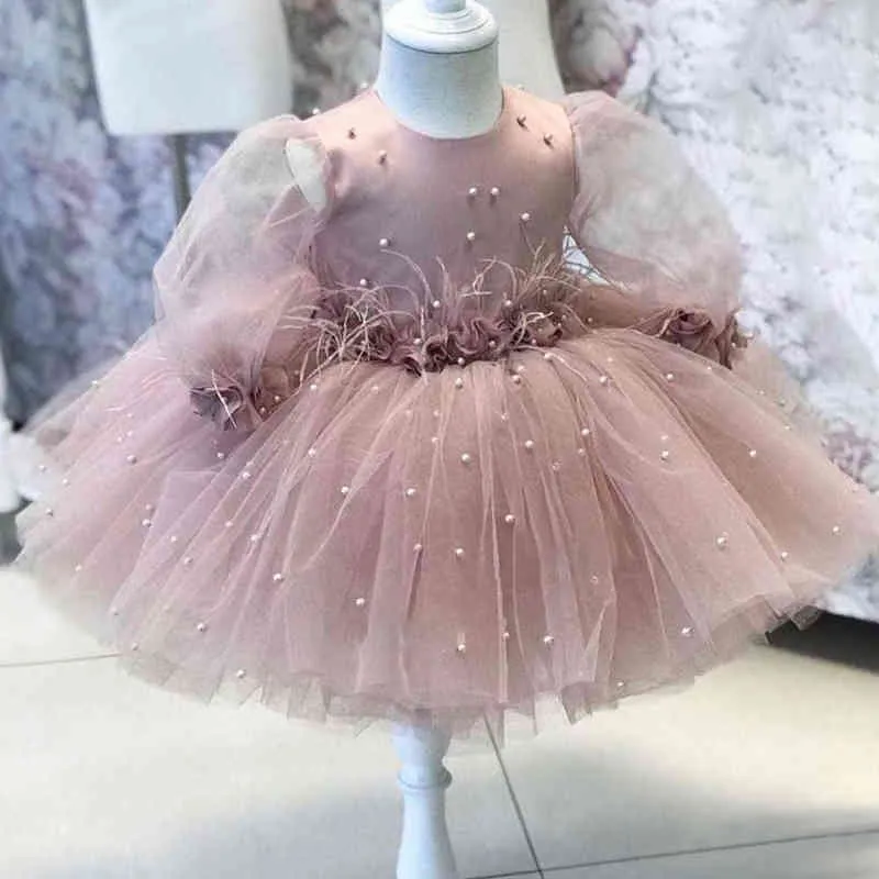 Big Bow Lace Kids Party Dresses For Girls Children Baby Boutique Clothing Birthday Wedding Princess Dress Formell aftonklänning Y220510