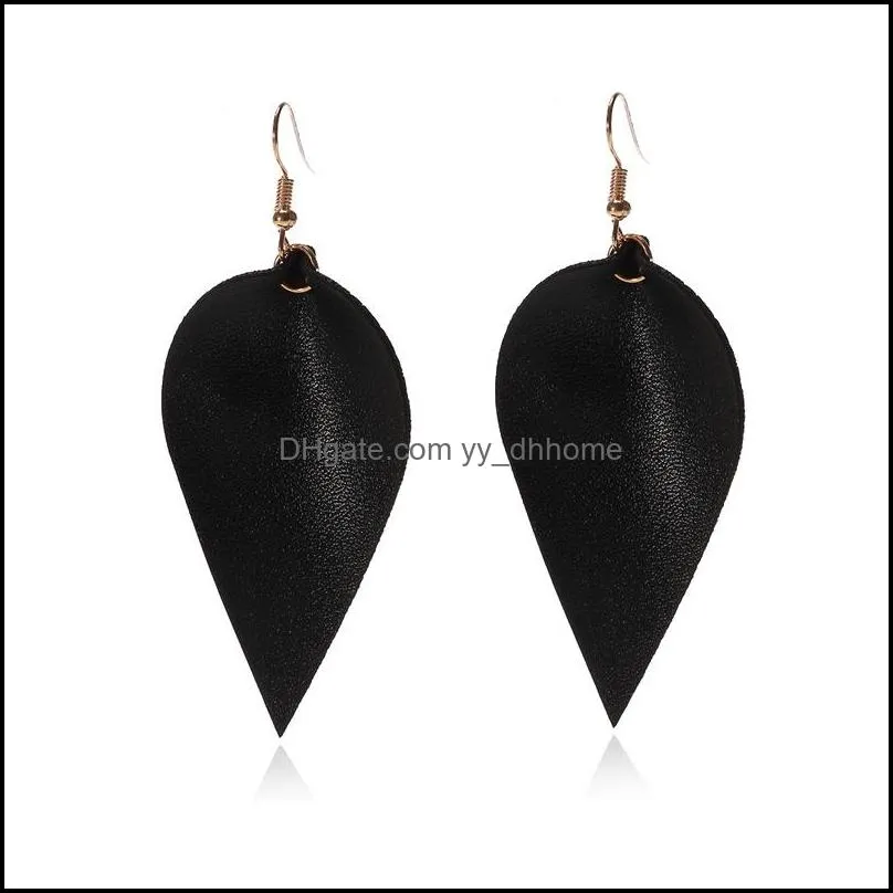 lady leather petal teardrop earring bohemian leaf dangle earrings for women girls jewelry christmas gift fashion accessory m660a