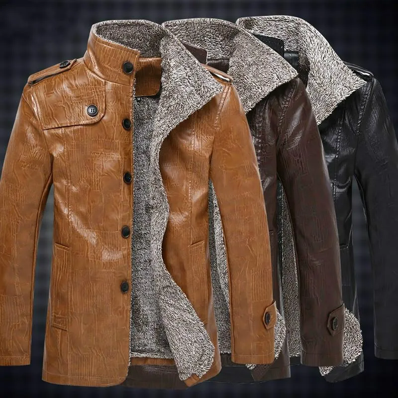 Vestes pour hommes M-8XL hiver hommes en cuir PU moto chaud Faux veste Jaqueta De Couro Masculina manteau De fourrure DropMen's