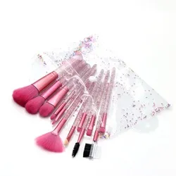 Portable Professional Multicolor Makeup Brushes Transparent Rod 12 Makeup Barrel Brush Set