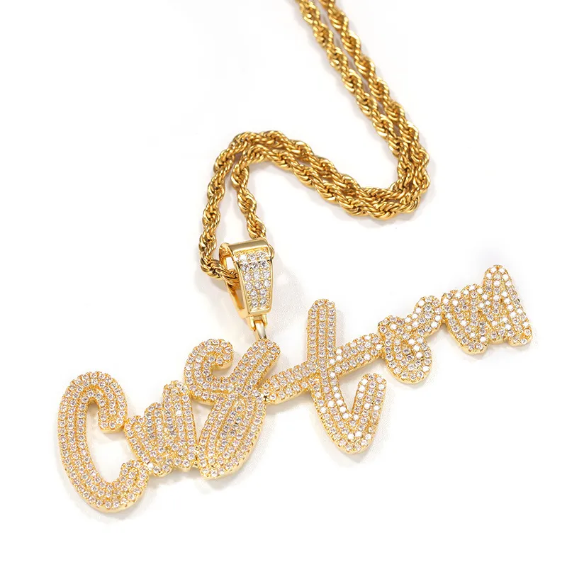 Moda Collana Hip Hop Uomo Donna Designer Collana con ciondolo Catena Placcatura in oro reale Lettere Collane Catene con 3A Zirconia Pietra Gioielli in argento unisex