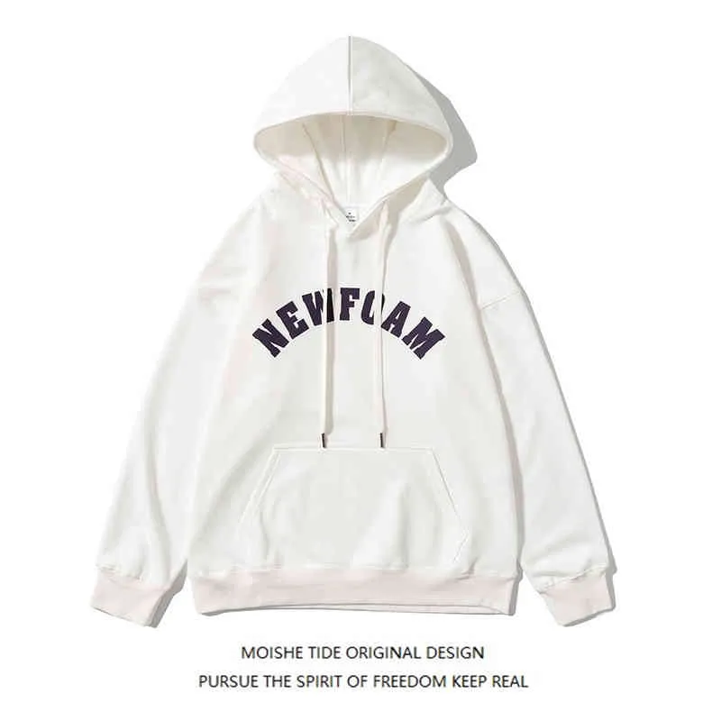 Moishe Tide Brand Ins Letter Gedrukte hoodie voor mannen en vrouwen losse BF hiphop casual paar jas