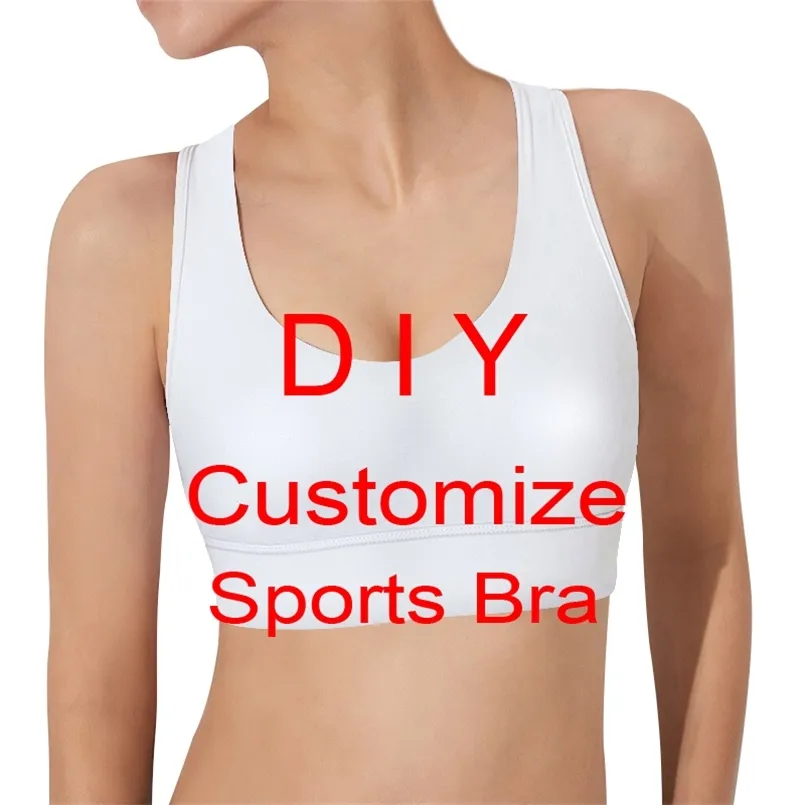 Sports Vest DIY Women Sports Bras 3D Digital Printing tank tops Yoga Running Women Fitness Bra Drop 220617