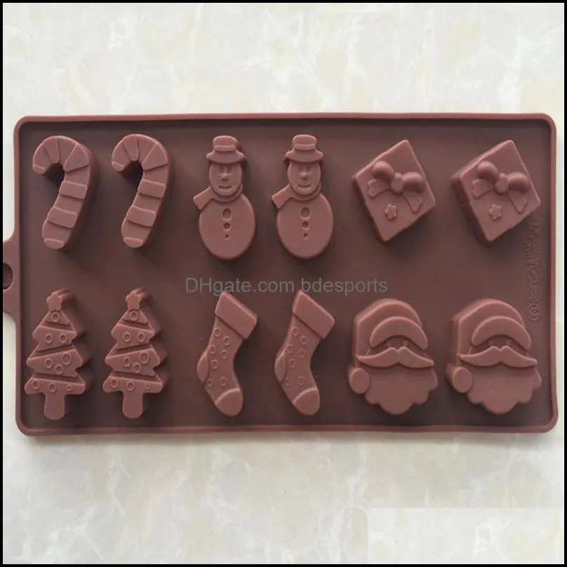 Fast shipping Christmas day santa Silicone Chocolate Molds Bar Mould Cake Mold Ice Tray Cake Decorating Tool