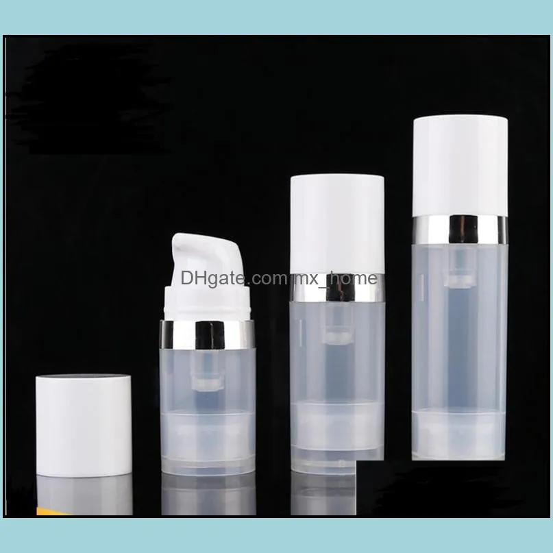Lege 5 ml 10 ml 15 ml Airless flessen Clear Vacu￼mpomplotionfles met Sier Line Cosmetic Packaging SN1306 Drop Delivery 2021 Verpakking van