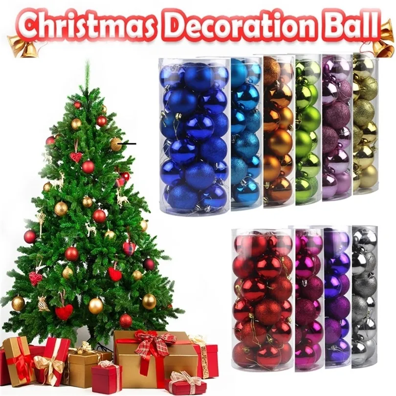 24pcs Decoração de árvore de Natal Bola de 6 cm de decoração de ornamento de festa de Natal pendurado para casa decoração de natal de ano novo#G30 T200909