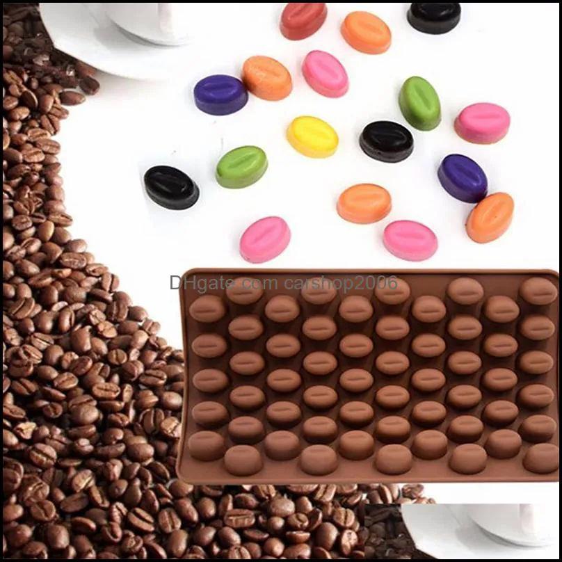 baking & pastry tools high quality chocolate mold silicone coffee beans mould candy cake sweets 55 cavity sugar mat for