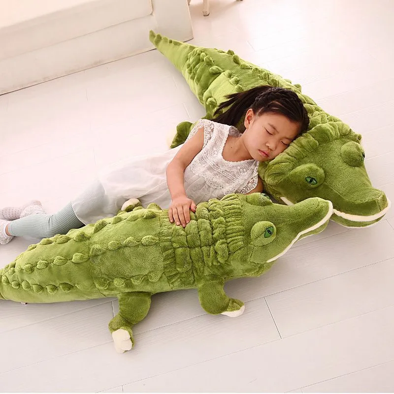 Dorimytrader Största realistiska liggande djurkrokodil Plush Toy Soft Fylld alligator dollkudde gåva för barn dekoration 200 cm 5954274