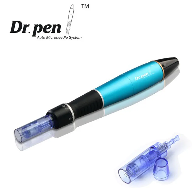 최신 블루 박사 A1-W 자동 마이크로 바늘 시스템 조정 가능한 바늘 길이 0.25mm-3.0mm 전기 Dermapen 스탬프